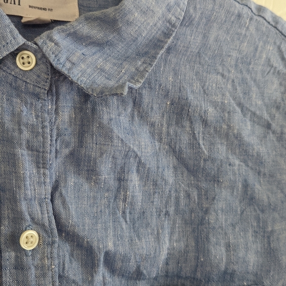 Gap Linen Boyfriend Shirt Light Blue - Picture 5 of 7
